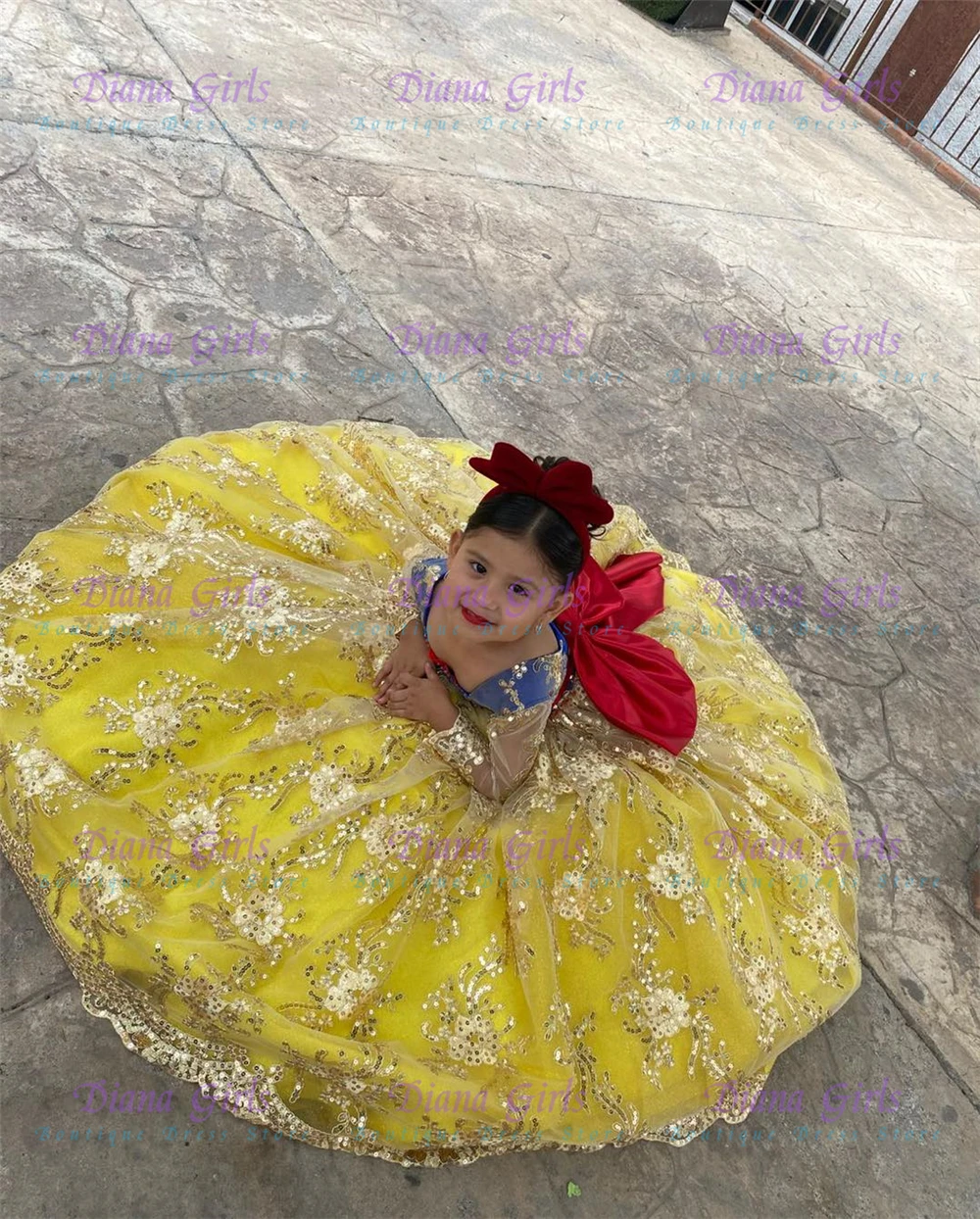 Embroidery Yellow Dress - Qualidade adorável amarelo tule fofo apliques