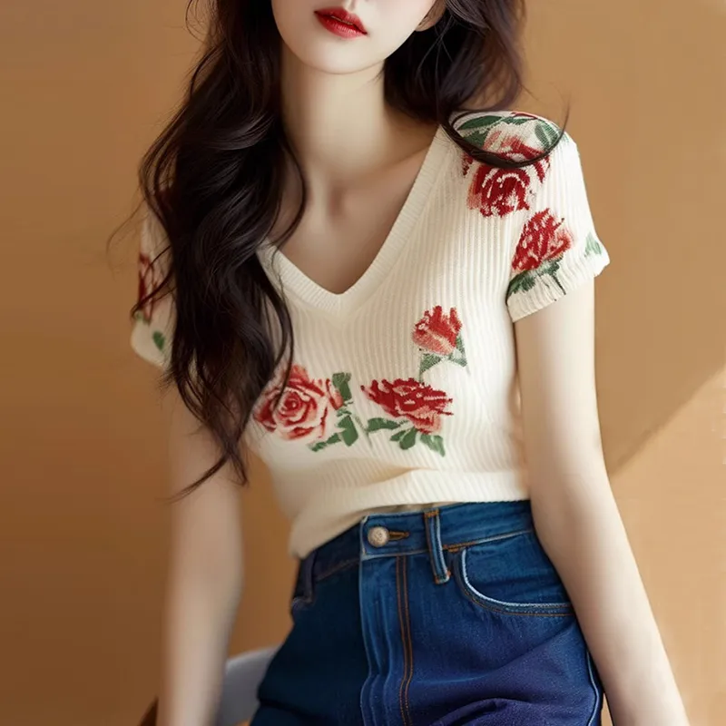 Blusa Feminina Bege de Tricô c - Embroidery Rose avaliação e preço