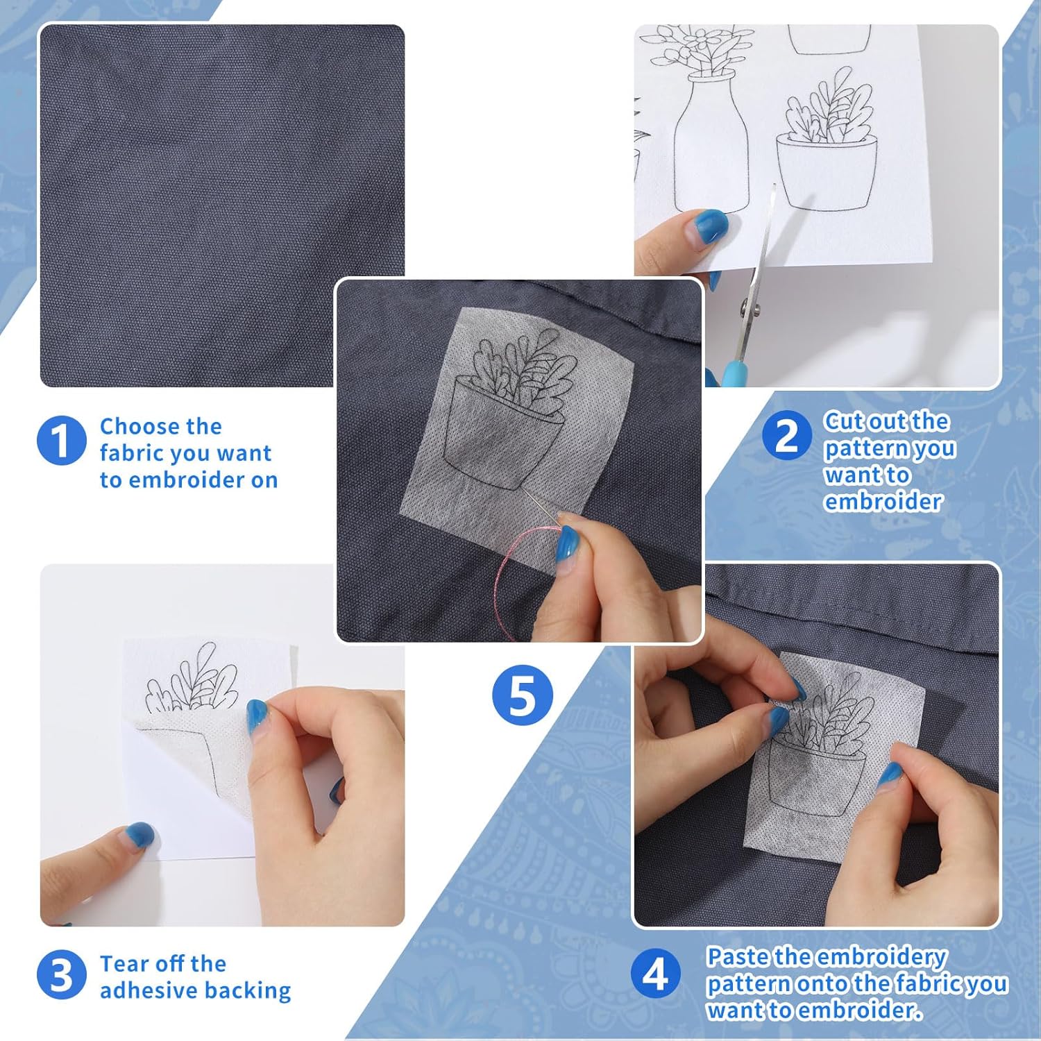 4 folhas de padrões de bordado - Embroidery Meaning avaliação e preço