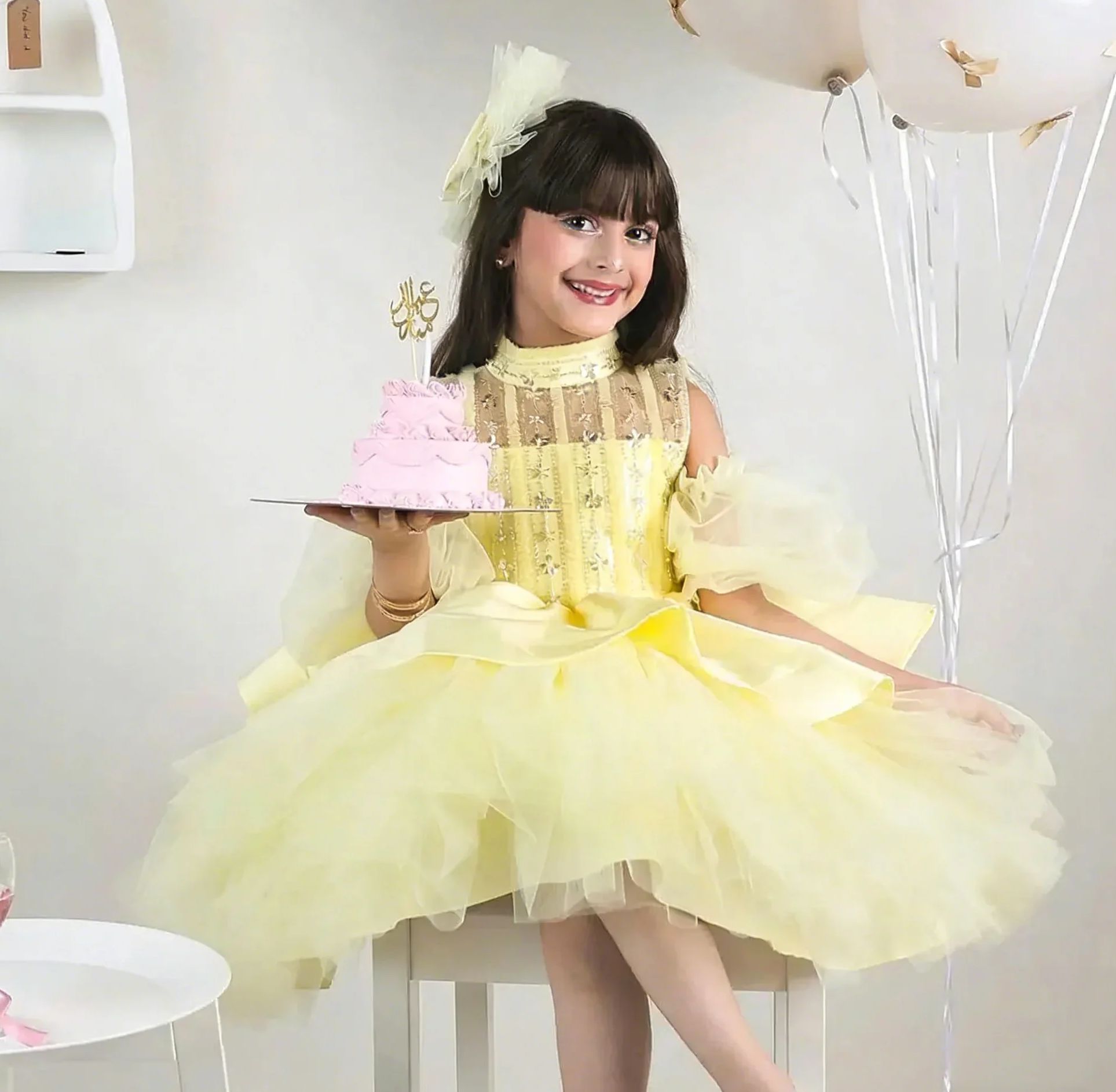Vestidos de menina de flor ama - Embroidery Yellow Dress avaliação e preço