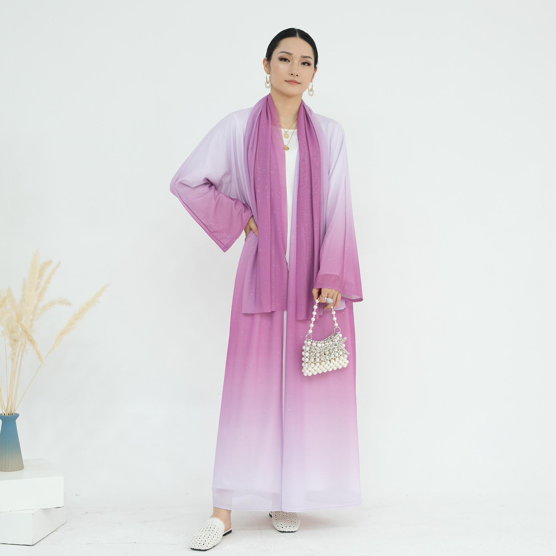 Quimono Cardigã Gradiente Eid  - Embroidery Kebaya avaliação e preço